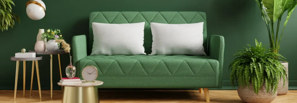 Combinatie van diverse kleuren groen in je interieur.