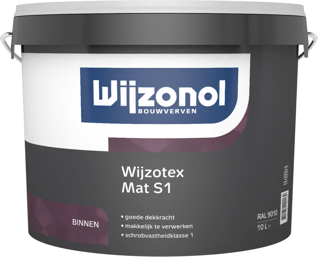 Wijzonol Wijzotex Mat S1 - Makkelijk te verwerken, matte, oplosmiddelvrije en waterverdunbare, gladde muurverf