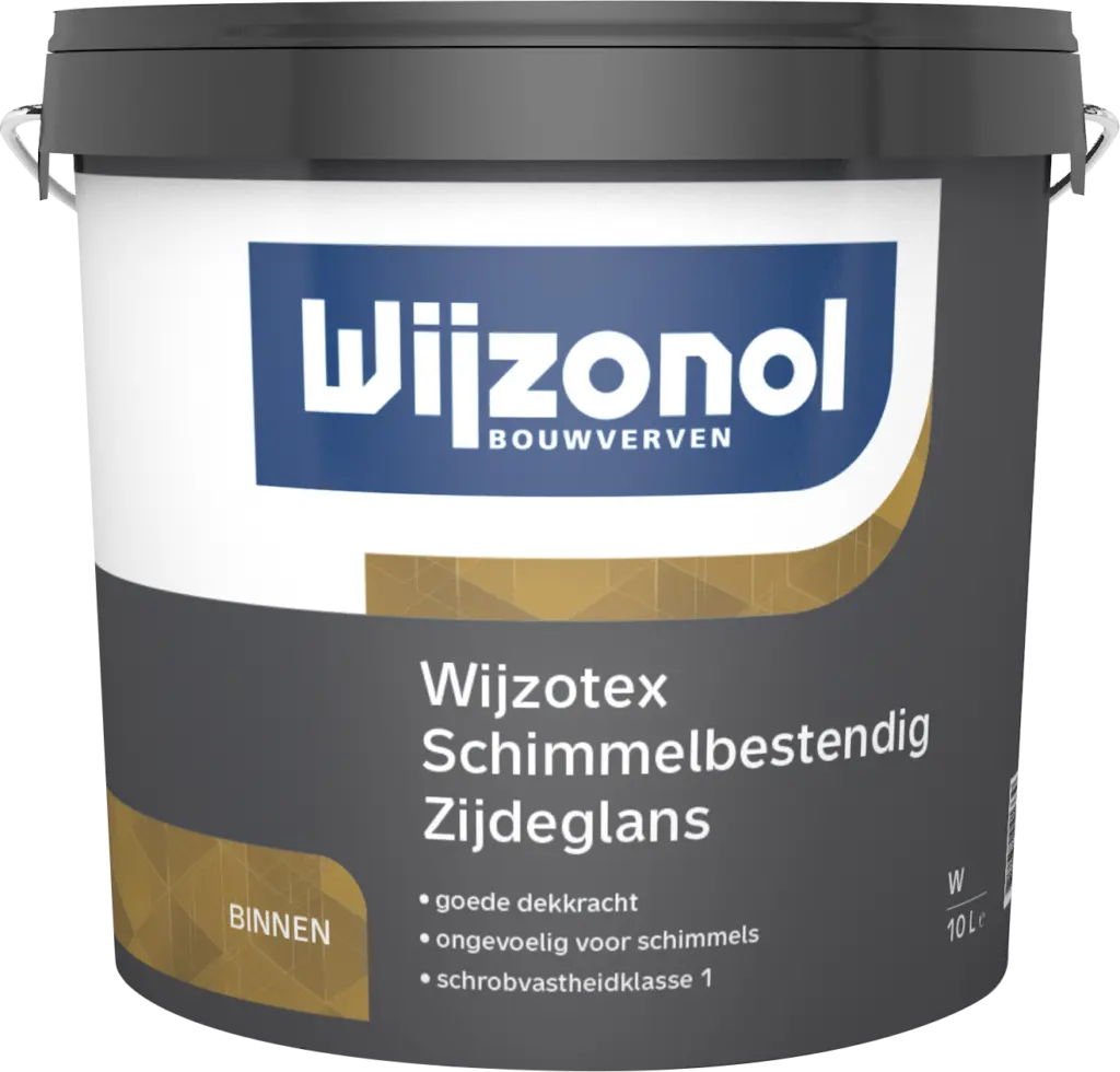 Wijzonol Wijzotex Schimmelbestendige Muurverf Zijdeglans - Zijdeglanzende, schimmelbestendige, oplosmiddelvrije en waterverdunbare gladde muurverf