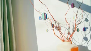 Eindresultaat paasdecoratie maken met kleurkaarten