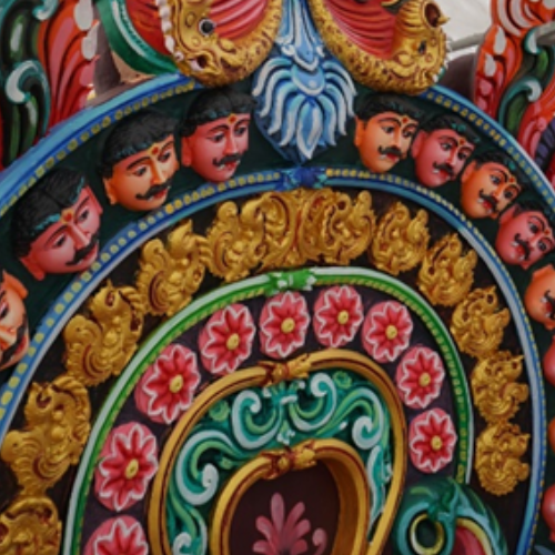 Mooi detail van schilderproject Vraja Hindu Tempel in Den Helder